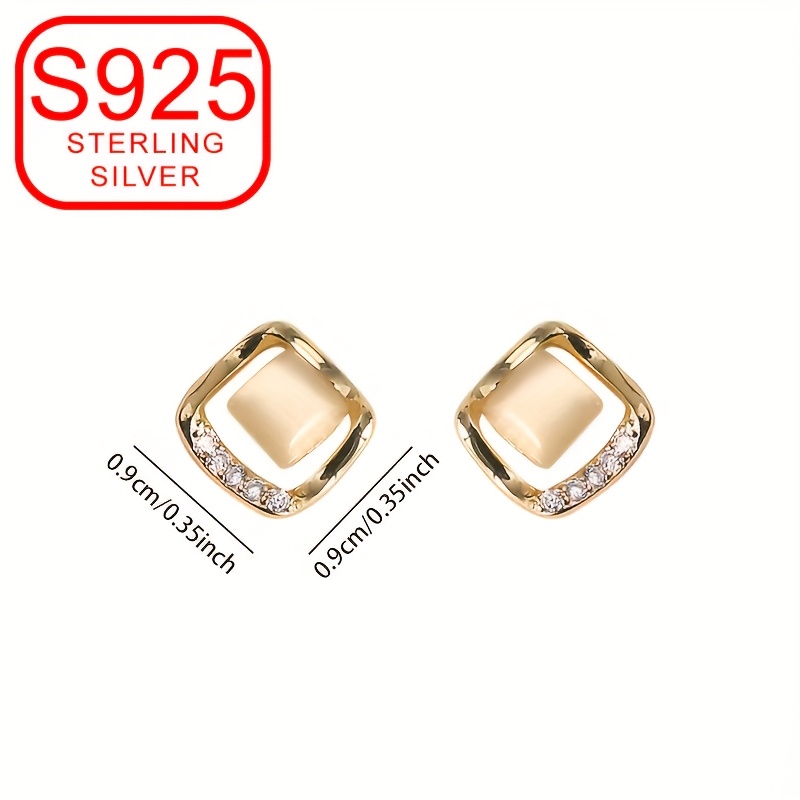 Women's Square Geometric Stud Earrings S925 Silver